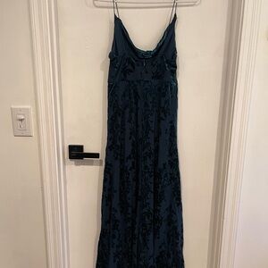 Elegant Teal and Black Floral Dress